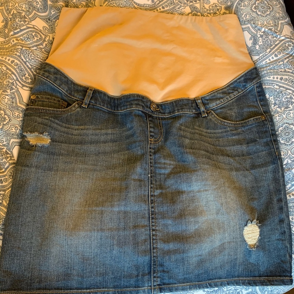 Maternity Indigo Blue Jean Skirt SZ Large